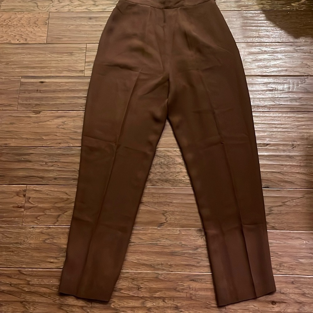 Vintage Ann Taylor 6 High-Rise Brown Silk Tailored Women’s Pants